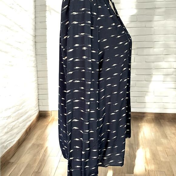 Hobbs London Popover Tie Neck Long Sleeve Blouse Navy 6 NWOT - Picture 5 of 12